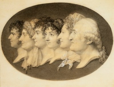 Profielportret van Augustin en zijn familie door Jean Baptiste Jacques Augustin