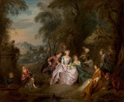 Rust in een park door Jean Baptiste Joseph Pater