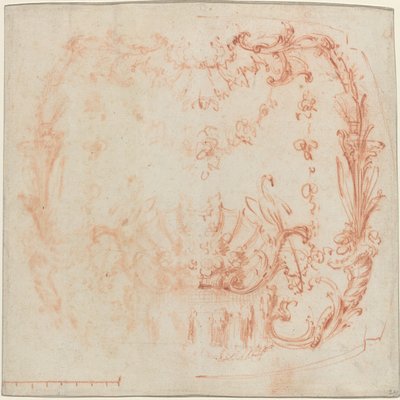 Rococo Muurontwerp met een Fontein en Zwanen door Jean Baptiste Joseph Pater