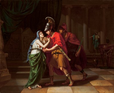 Electra ontvangt de as van haar broer, Orestes, 1826-27 door Jean Baptiste Joseph Wicar