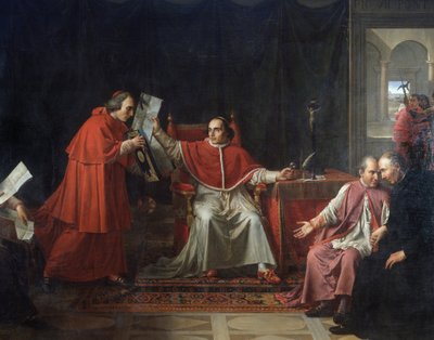 Ondertekening van het Concordaat tussen Frankrijk en de Heilige Stoel, door Paus Pius VII (1742 - 1823), 15 augustus door Jean Baptiste Joseph Wicar