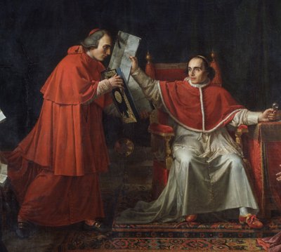 Ondertekening van het Concordaat tussen Frankrijk en de Heilige Stoel, door paus Pius VII (1742 - 1823), 15 augustus door Jean Baptiste Joseph Wicar