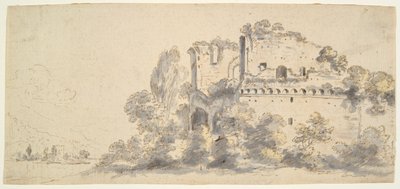Italiaans landschap met ruïnes door Jean Baptiste Lallemand