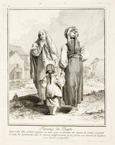 Vrouwen van het Volk, plaat zes uit Divers Habillements des Peuples du Nord door Jean Baptiste Le Prince