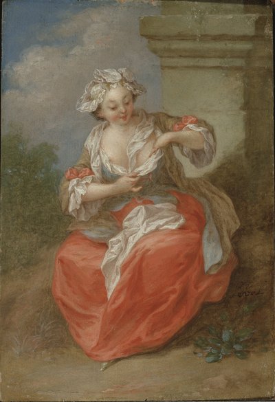 Jong meisje dat vlooien vangt, c.1750 door Jean Baptiste Lebel