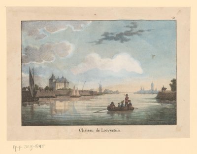 Gezicht op Slot Loevestein vanaf de Waal door Jean Baptiste Madou (possibly)
