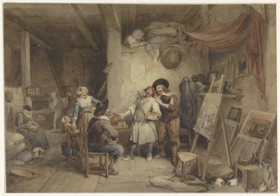 Adriaen Brouwer bij zijn leerling J. van Craesbeek door Jean Baptiste Madou