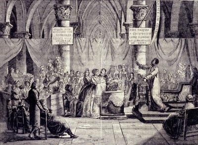 Doop van leden van de Theophilanthropy-sekte tussen 1796 en 1800. door Jean Baptiste Mallet