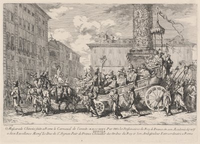 Chinese maskerade in Rome door Jean Baptiste Marie Pierre