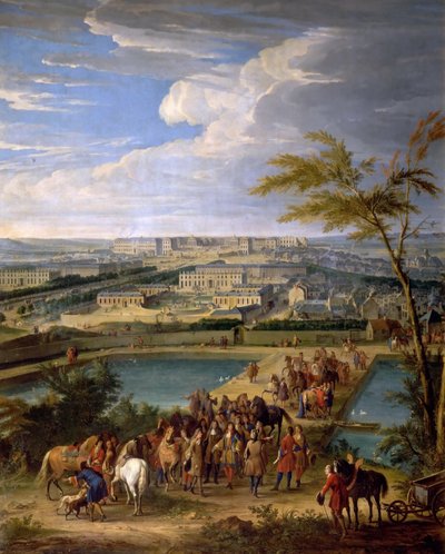 Uitzicht op de stad en het paleis van Versailles vanaf de Montbauron-heuvel door Jean Baptiste Martin