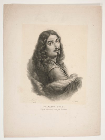 Portret van Salvator Rosa door Jean Baptiste Mauzaisse