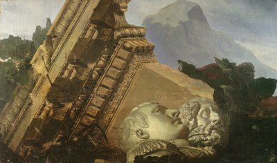 Tijd toont de vernietiging die het brengt, studie voor plafond in het Louvre door Jean Baptiste Mauzaisse