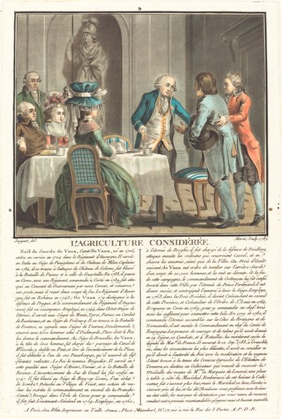 De Landbouw Beschouwd, de Graaf van Veaux door Jean Baptiste Morret after Antoine François Sergent