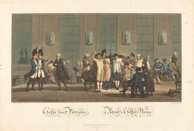 Café des Patriotes - Een patriottisch koffiehuis door Jean Baptiste Morret after Jacques François Joseph Swebach Desfontaines