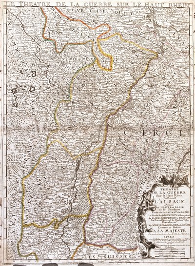 Kaart van de Elzas (Frankrijk) door Jean Baptiste Nolin
