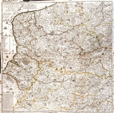 Kaart van Artois (Frankrijk) en Vlaanderen (België, Nederland) (gravure) door Jean Baptiste Nolin