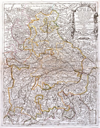 Kaart van Beieren (Duitsland) door Jean Baptiste Nolin