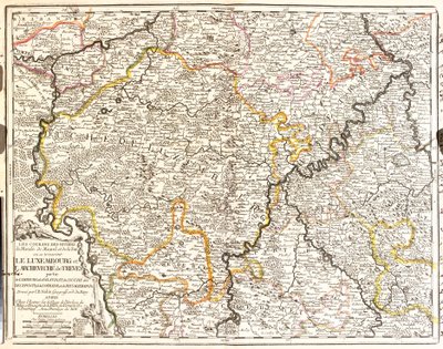 Kaart van Luxemburg en het bisdom Trier (Duitsland) door Jean Baptiste Nolin
