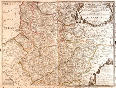 Kaart van Picardië (Frankrijk) door Jean Baptiste Nolin