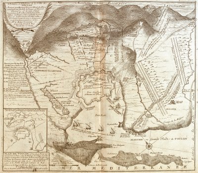 Kaart van Toulon (Frankrijk) door Jean Baptiste Nolin