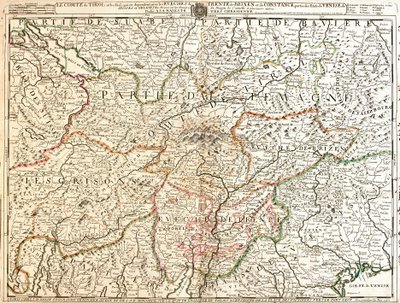 Kaart van de provincie Tirol (Duitsland) (gravure) door Jean Baptiste Nolin