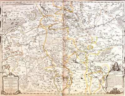 Kaart van het gebied van Nancy (Frankrijk) door Jean Baptiste Nolin