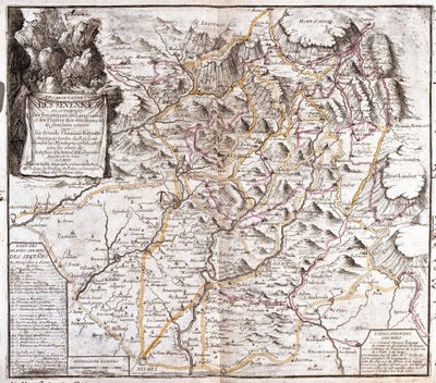 Kaart van de Cevennen (Frankrijk) door Jean Baptiste Nolin