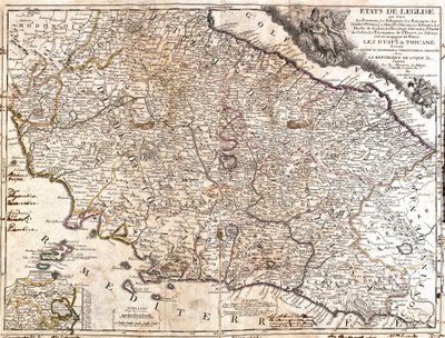 Kaart van de kerkelijke gebieden in Italië door Jean Baptiste Nolin