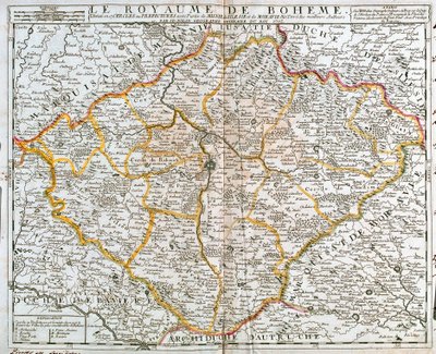 Kaart van het Koninkrijk Bohemen (Tsjechië) (gravure) door Jean Baptiste Nolin
