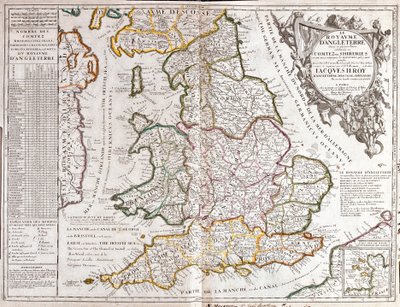 Kaart van het Koninkrijk Engeland, onder het bewind van James II door Jean Baptiste Nolin