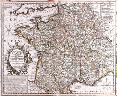 Kaart van het Koninkrijk Frankrijk door Jean Baptiste Nolin