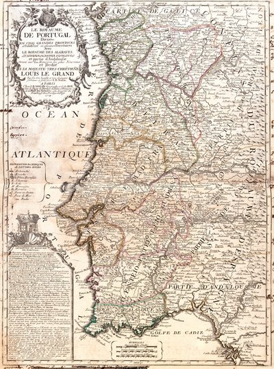 Kaart van het Koninkrijk Portugal door Jean Baptiste Nolin