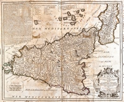 Kaart van het Koninkrijk Sicilië (Italië) door Jean Baptiste Nolin