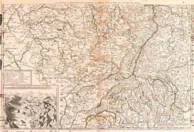 Kaart van het gebied rond de Rijn (Duitsland, Zwitserland, Frankrijk) door Jean Baptiste Nolin