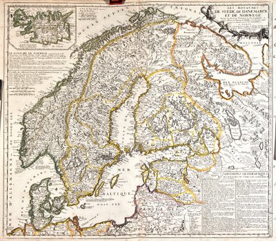Kaart van de koninkrijken Noorwegen, Zweden en Denemarken door Jean Baptiste Nolin