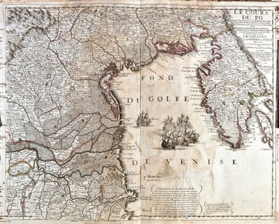 Kaart van de monding van de Po in Italië door Jean Baptiste Nolin