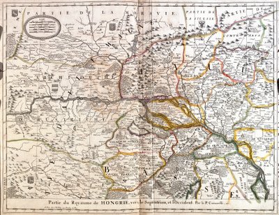 Kaart van het noordwestelijke deel van het Koninkrijk Hongarije (gravure) door Jean Baptiste Nolin