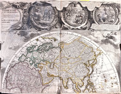 Kaart van het noordelijk halfrond van de wereld door Jean Baptiste Nolin