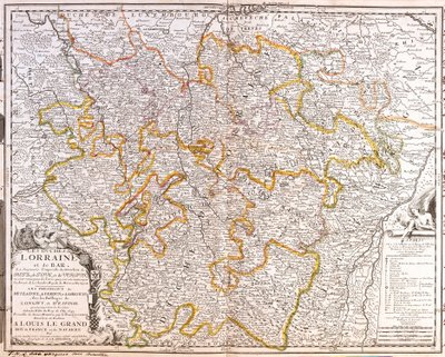 Kaart van de provincie Lotharingen (Frankrijk) (gravure) door Jean Baptiste Nolin