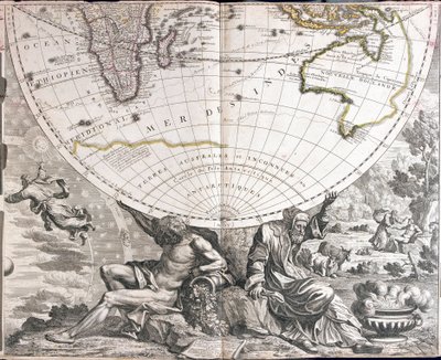 Kaart van het zuidelijk halfrond van de wereld door Jean Baptiste Nolin
