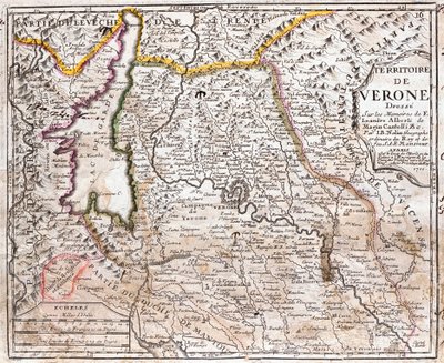 Kaart van het gebied van Verona (Veneto, Italië) door Jean Baptiste Nolin