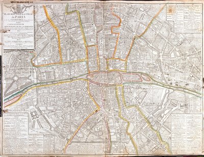 Routekaart van Parijs en zijn voorsteden door Jean Baptiste Nolin