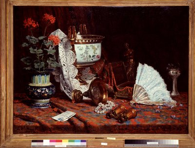 Stilleven met de waaier door Jean Baptiste Olive