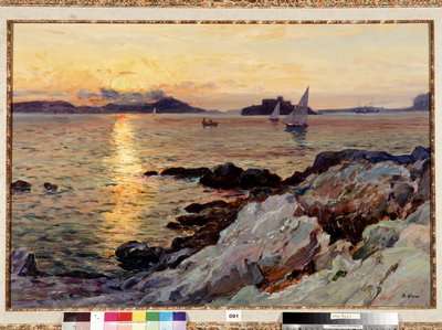 Zonsondergang op Frioul door Jean Baptiste Olive