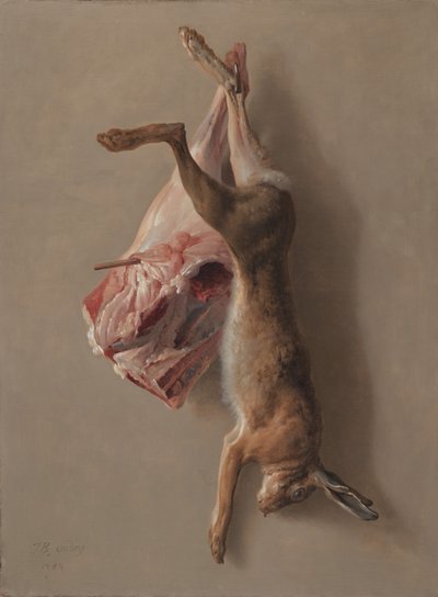 Een Haas en een Lamsbout, 1742 door Jean Baptiste Oudry