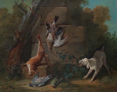 Hond bewaakt dood wild, 1753 door Jean Baptiste Oudry