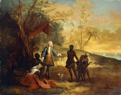 Uit de Vier Delen van de Wereld - Afrika: Een Europese Handelaar die Ruilt met een Zwarte Hoofdman, 1724 door Jean Baptiste Oudry