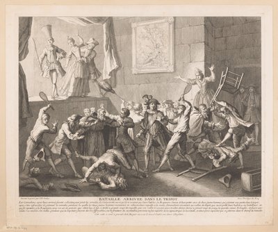 Gevecht in een theater door Jean Baptiste Oudry