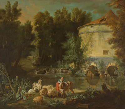Landschap met een Ronde Toren, 1737 door Jean Baptiste Oudry