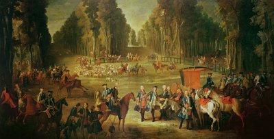 Bijeenkomst voor de Puits-du-Roi Jacht in Compiègne door Jean Baptiste Oudry